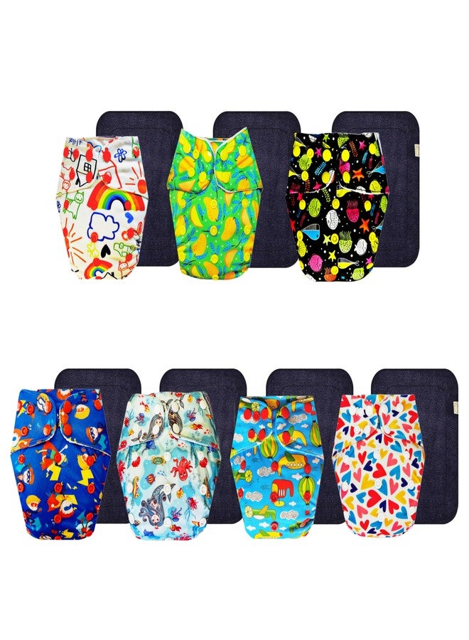 Dumbledo Premium Cloth Diaper with Black Insert (Pack of 7) | Snug Fit | Reusable & Washable | Adjustable Snaps | Trusted by Moms | 3 Months - 3 Years | Unisex Baby - Image 1