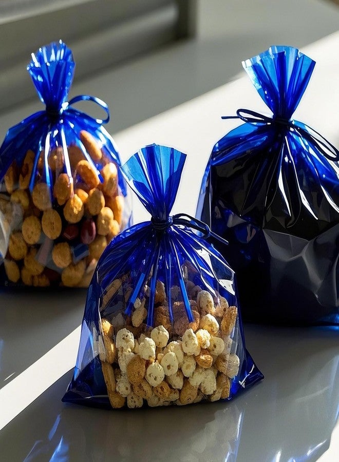 AimtoHome Cellophane Treat Bags Blue, 9x6 inches, 50 Pack with Ties,Small Party Favors bags for Cookie Candy Popcorn - Image 5