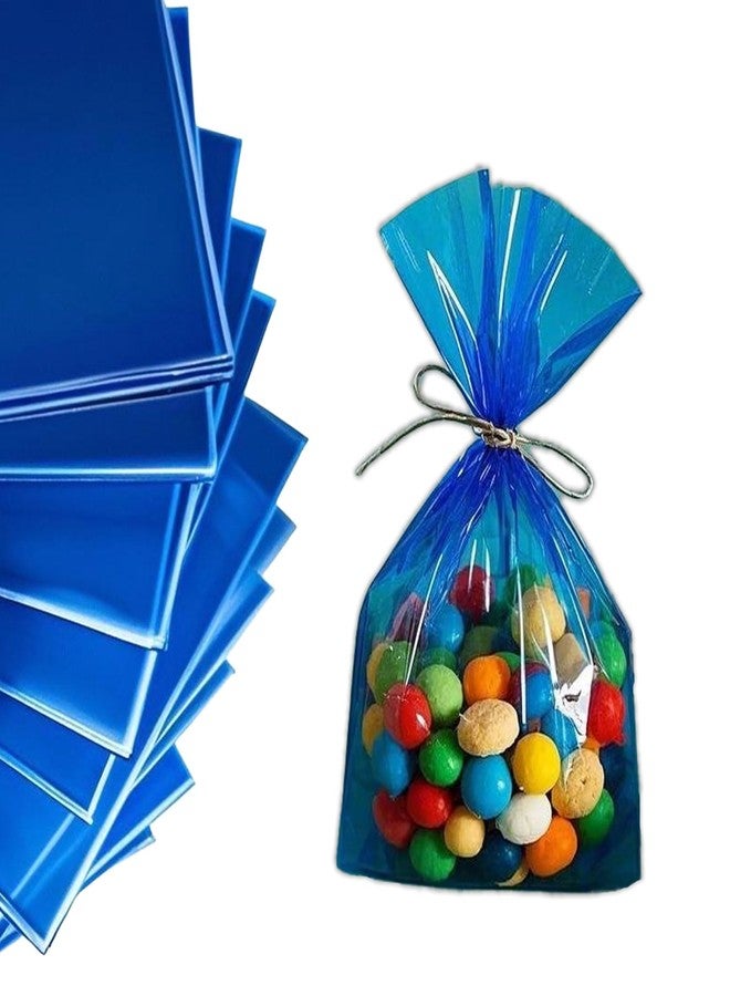 AimtoHome Cellophane Treat Bags Blue, 9x6 inches, 50 Pack with Ties,Small Party Favors bags for Cookie Candy Popcorn - Image 4