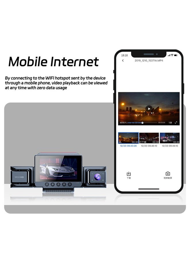 ماكرايستورم - 360 درجة بانوراما 4 قنوات fhd 1080p مسجل السيارة ، مع تسجيل الصوت الدائري ، 64GB بطاقة TF ، ز الاستشعار ، 24 ساعة وقوف السيارات رصد 2025 مسجل السيارة - Image 1