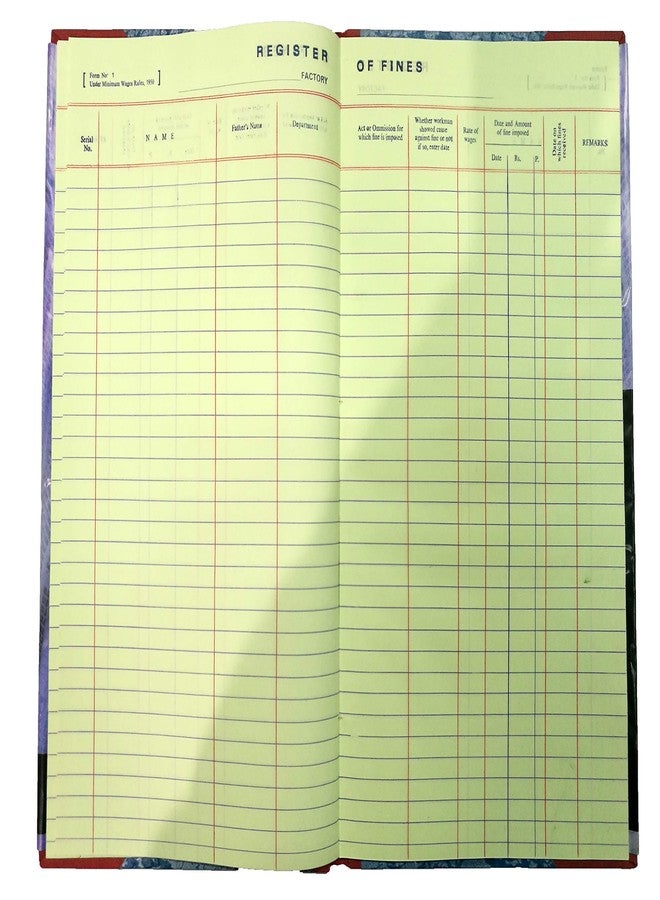 LRS Form 1 Register of Fines, prescribed Under Minimum Wages Rules, 1950 - Image 1