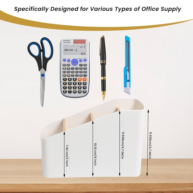 GadgetBite Remote Holder Office Desk Organiser Pen Holder Multifunctional Storage Box Organizer With 4 Storing Compartments For Pen Pencil AC TV Remote Notes and Cards - White - Image 3