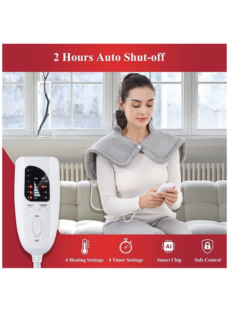 general Heating Pad,Electric Heat Pad for Neck and Shoulders- Fast Heat Warming Shawl 6 Electric Temperature Options 4 Timer Settings Safe Auto Shut-Off Machine Washable - Image 2