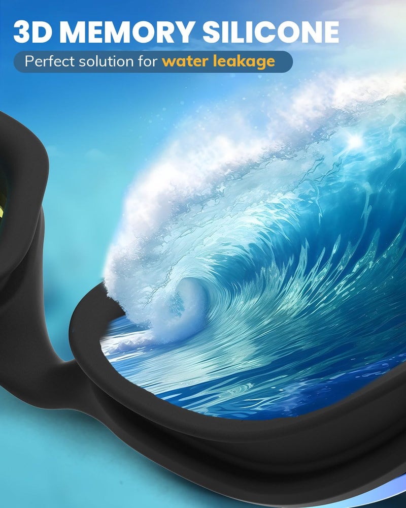 MOXTOYU Swimming Goggles 2 Pack, Professional Anti Fog No Leaking UV Protection Wide View Swim Goggles for Women Men Adult Youth - Image 5