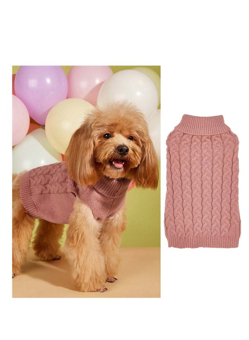 Loquat Squality New Casual Elastic Solid Color Knitted Dog Sweater Nave Pink - Image 2