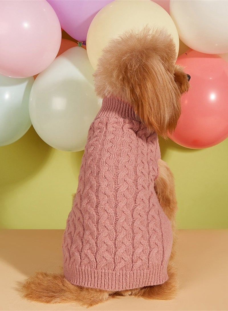 Loquat Squality New Casual Elastic Solid Color Knitted Dog Sweater Nave Pink - Image 1