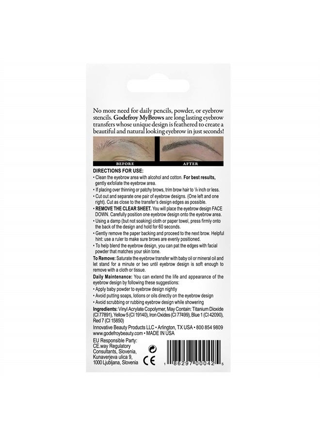 Godefroy MyBrows Long Lasting Eyebrow Transfers, Low Arch, Natural Black, 48-Pairs of Brows (96 Individual transfers) - Image 3