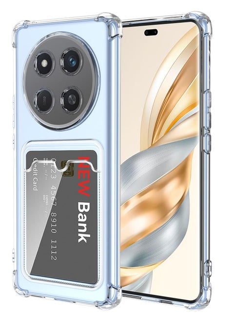 Wallet Phone Case Slim Fit Card Slot Transparent Case Protective Soft Shockproof Case with Card Holder For Honor X9C