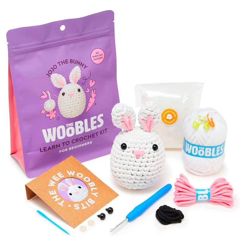 The Woobles Crochet Kit for Beginners - Easy Arts and Crafts Knitting & Crochet Animals Kit As Seen On Shark Tank - JoJo The Bunny - Image 1