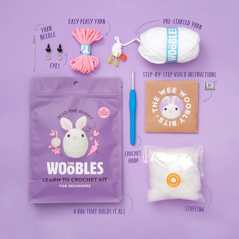The Woobles Crochet Kit for Beginners - Easy Arts and Crafts Knitting & Crochet Animals Kit As Seen On Shark Tank - JoJo The Bunny - Image 3