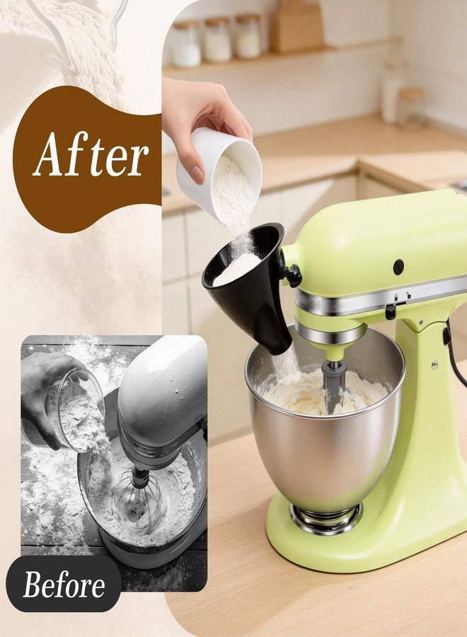 KEEUH Black Kitchen Aid Attachments for Mixer, Mess-Free Pouring for Flour & Egg Liquid, Fits Tilt-Head 5 Qt (KSM150), Perfect for Baking, Dishwasher-Safe Stand Mixer Accessories - Image 2
