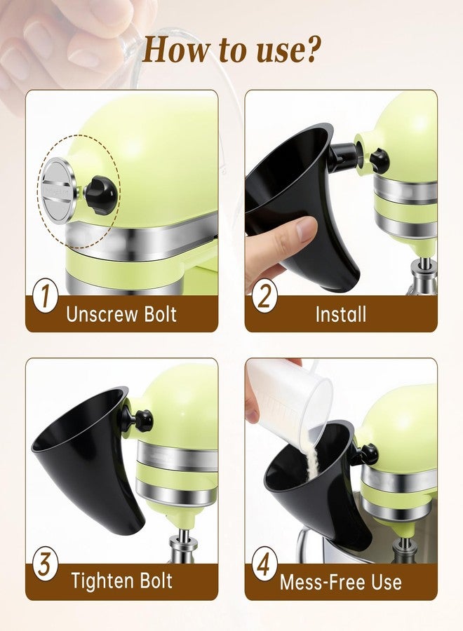 KEEUH Black Kitchen Aid Attachments for Mixer, Mess-Free Pouring for Flour & Egg Liquid, Fits Tilt-Head 5 Qt (KSM150), Perfect for Baking, Dishwasher-Safe Stand Mixer Accessories - Image 4