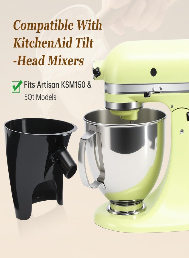 KEEUH Black Kitchen Aid Attachments for Mixer, Mess-Free Pouring for Flour & Egg Liquid, Fits Tilt-Head 5 Qt (KSM150), Perfect for Baking, Dishwasher-Safe Stand Mixer Accessories - Image 3