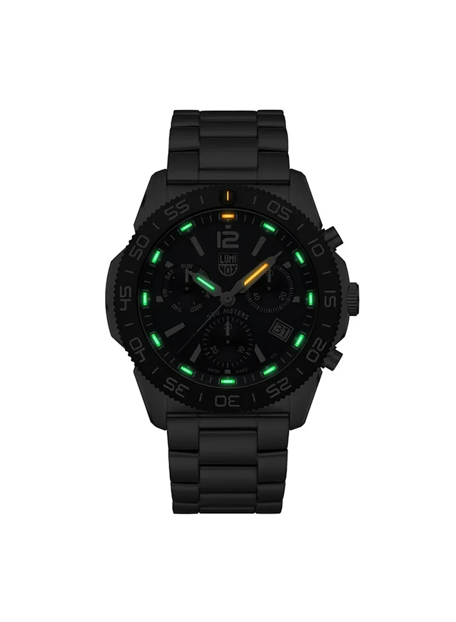 لومينكس ساعة يد رجالية كرونوغراف دائرية من الفولاذ المقاوم للصدأ . -  مم