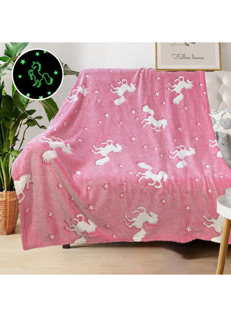 FASHION HOME - Kids Glow in The Dark Blanket Soft Throw All Seasons for Couch Sofa Bed 150 x 120cm - Image 1