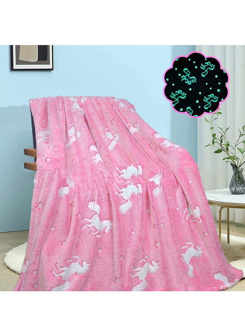 FASHION HOME - Kids Glow in The Dark Blanket Soft Throw All Seasons for Couch Sofa Bed 150 x 120cm - Image 1