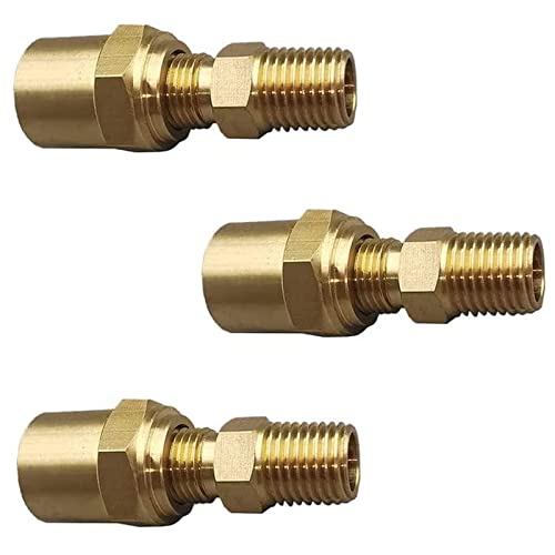 Zeiboat 3 Pack Pipe Fitting Adapter of 1/4" NPTF Male x 3/8" Hose ID x 5/8" Hose OD, Pipe Connector Replacement Part, Brass - Image 1