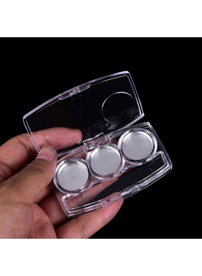 Healthcom - 10 Pcs Clear Empty Eyeshadow Palette Plastic Eyeshadow Storage Box Case With 3 Grids Palettes Lipstick Box Pigment Palette Tray Plastic Cosmetics Container Box Diy Makeup Powder Sample Box - Image 1