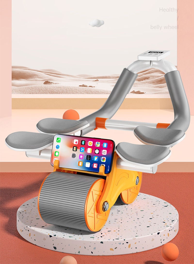 Sharpdo Household Small Fitness Equipment 4-Elbow Support Abdominal Wheel with Counter and Mobile Phone Holder - Image 2