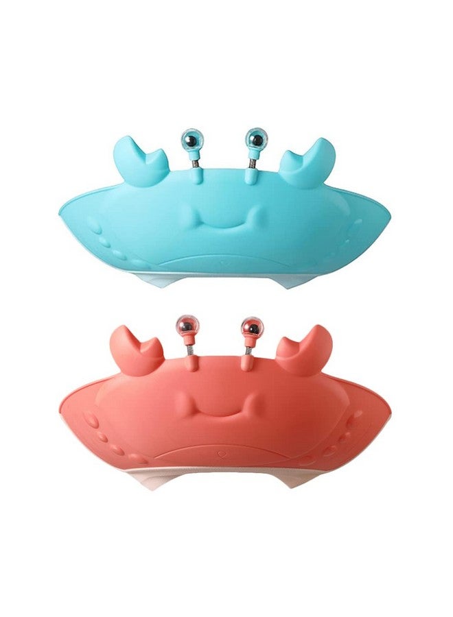 TOYANDONA Toddler Hair Washing Shield Baby Shower Cap 2Pcs Cute Crab Shampoo Hat Adjustable Silicone Shower Cap Hair Washing Hat For Kids Toddler Baby Bath Cap (Blue+ Red) Kids Shower Cap - Image 2