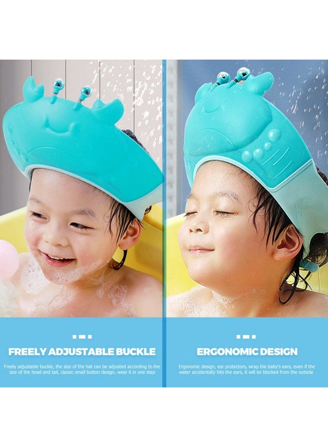 TOYANDONA Toddler Hair Washing Shield Baby Shower Cap 2Pcs Cute Crab Shampoo Hat Adjustable Silicone Shower Cap Hair Washing Hat For Kids Toddler Baby Bath Cap (Blue+ Red) Kids Shower Cap - Image 5