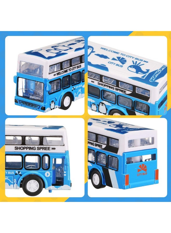 Hanaive 6 Pcs School Bus Toys Cars Set Die Cast Metal Little Cars City Bus Double Decker Friction Powered Cars Play Toys for Birthday Gift Vehicle with Opening Doors Education Bulk - Image 4