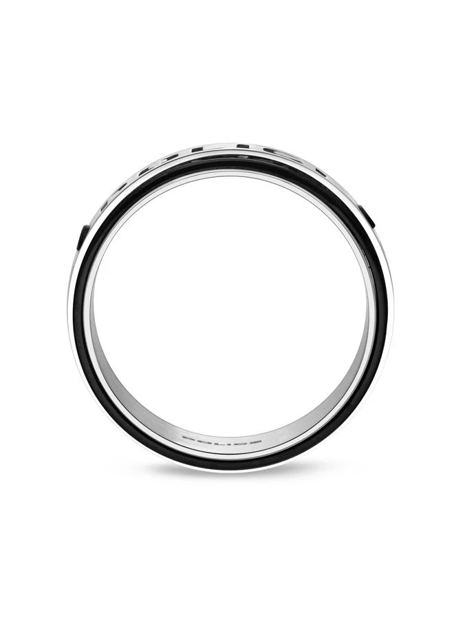 POLICE Band Finger Ring for Men Grey with Black Carbon Fibre