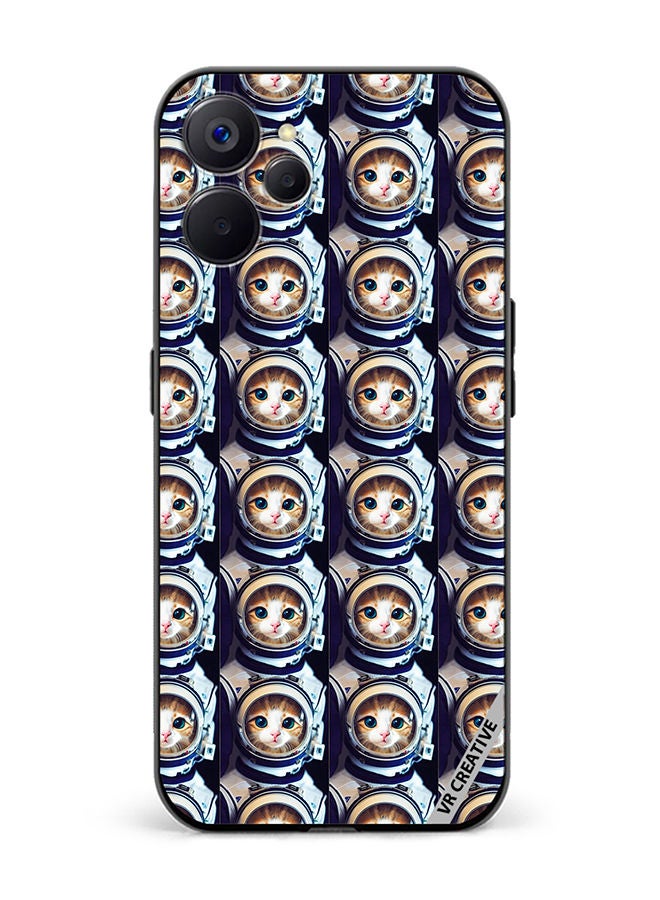 VR CREATIVE Protective Case Cover For Realme 10 5G Cat Face Inside Astronauts Helmet Pattern Design Multicolour  - Image 1