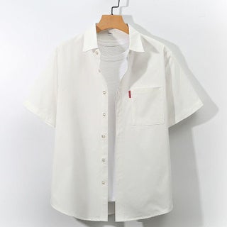 Fatty Japanese Tooling Short-sleeved Shirt Mens plus size Casual Clothes Solid Color Simple Shirt Summer Fatty Shirt White - pzsku/Z8BCDE0F67C8DDC542EB2Z/45/1746224184/8be6de38-ea0e-4bb8-a9fa-d4a223b01388