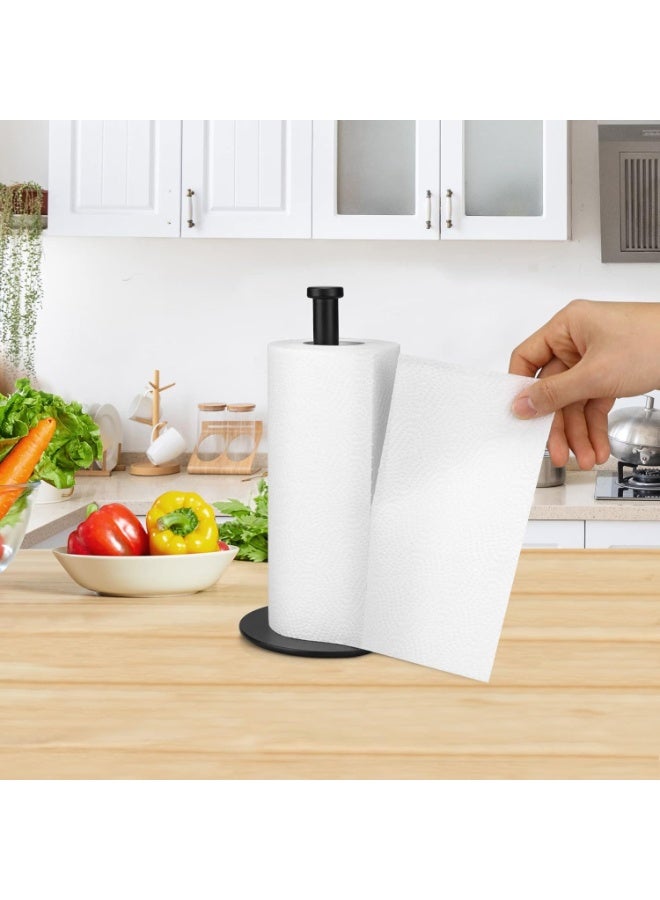 يوڠام حامل مناشف ورقية، حامل مناشف مطبخ أسود، حامل لفائف مناشف ورقية يوضع على سطح المطبخ، حامل مناشف ورقية ثابت بقاعدة صلبة وموزونة - Image 2
