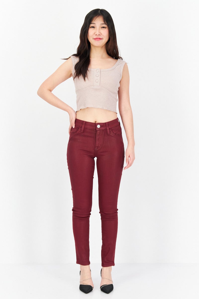 Hudson Women Regular Fit Solid Jeans, Maroon - Image 3