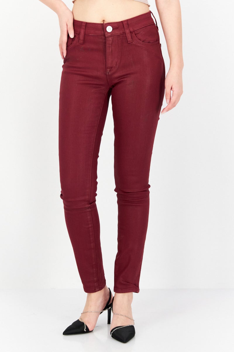 Hudson Women Regular Fit Solid Jeans, Maroon - Image 1