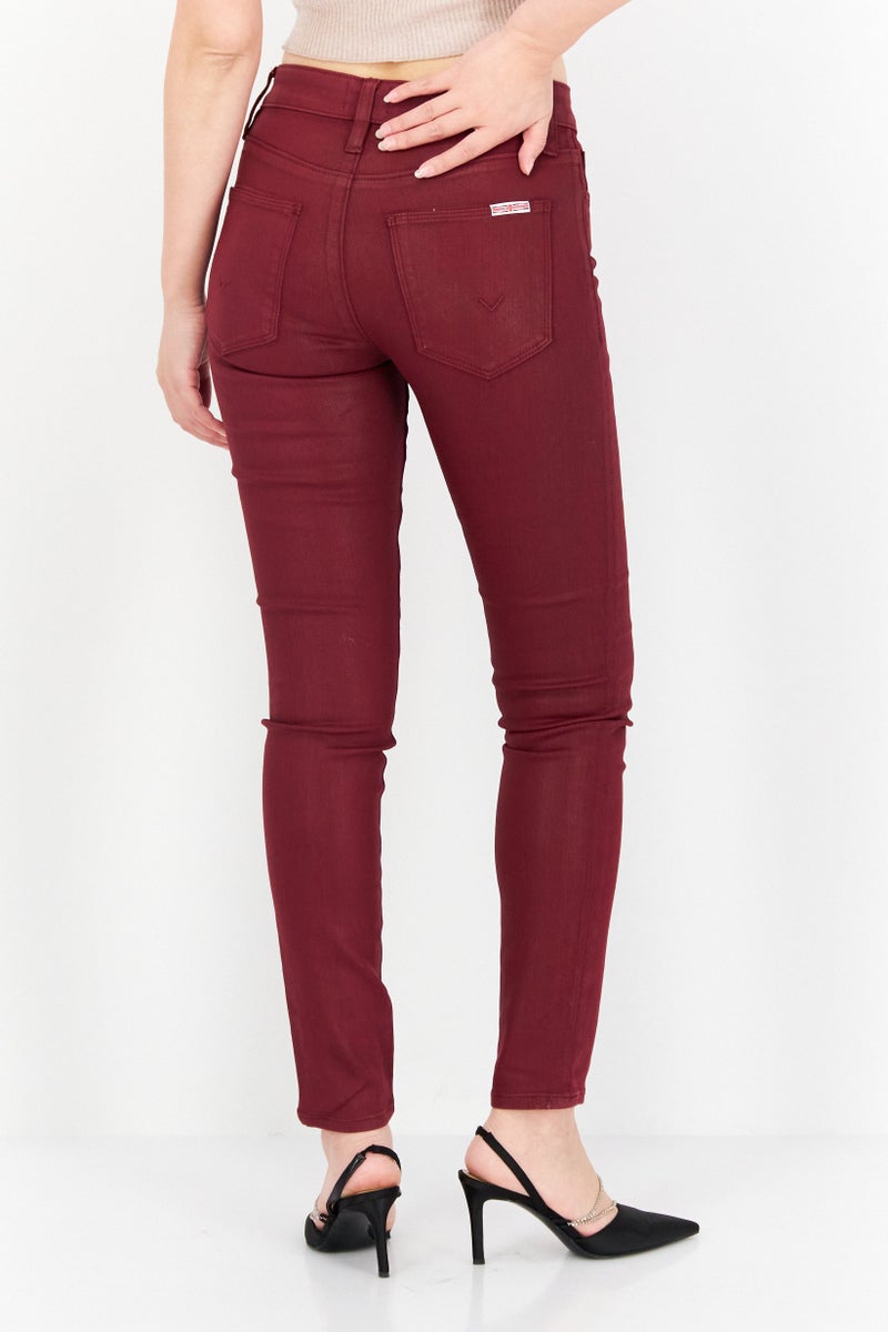 Hudson Women Regular Fit Solid Jeans, Maroon - Image 2