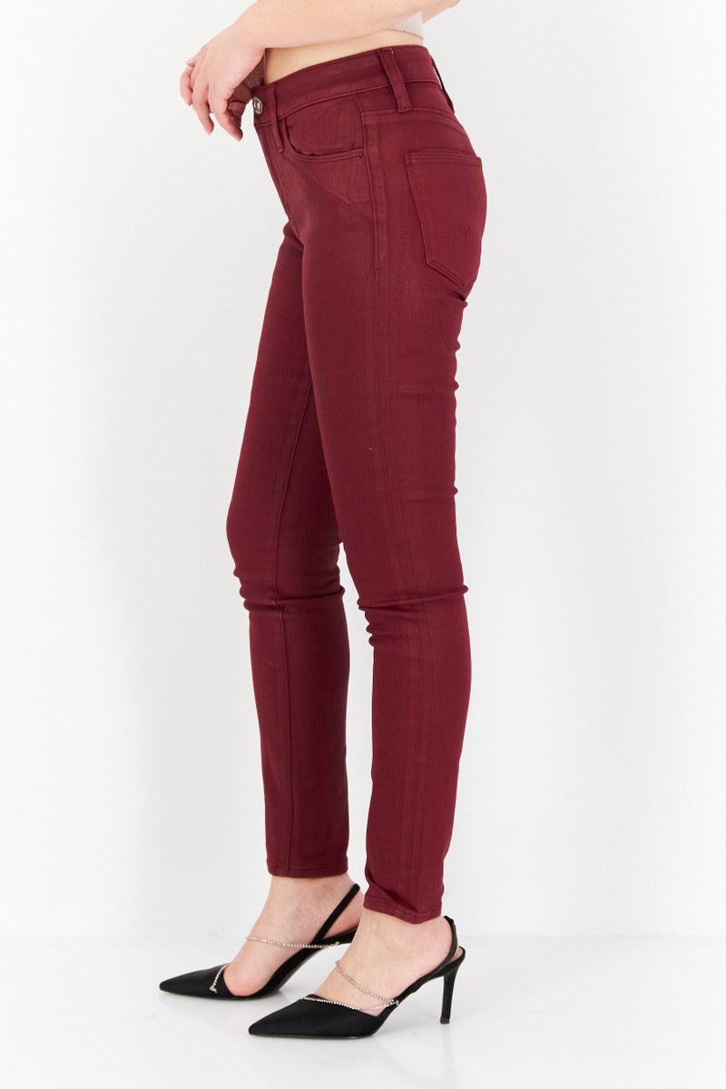 Hudson Women Regular Fit Solid Jeans, Maroon - Image 2
