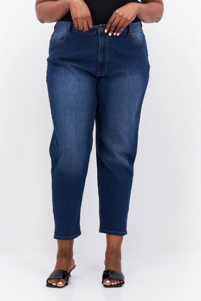 Avenue Women Regular Fit Denim Stretch Jeans, Navy Blue - Image 1