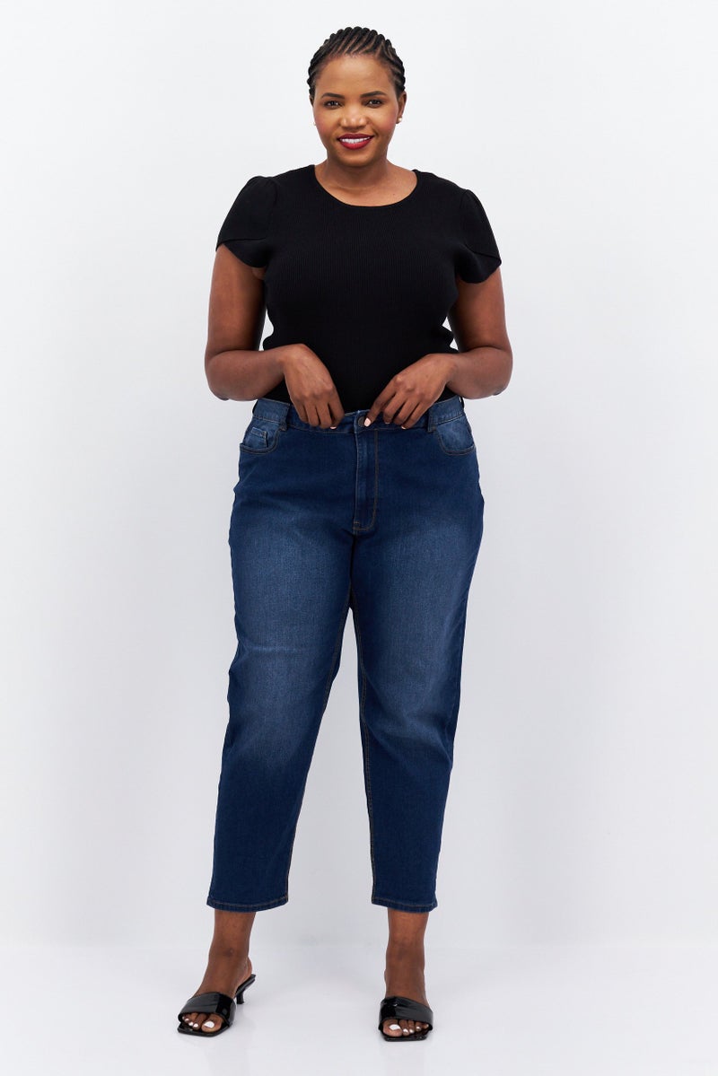 Avenue Women Regular Fit Denim Stretch Jeans, Navy Blue - Image 4