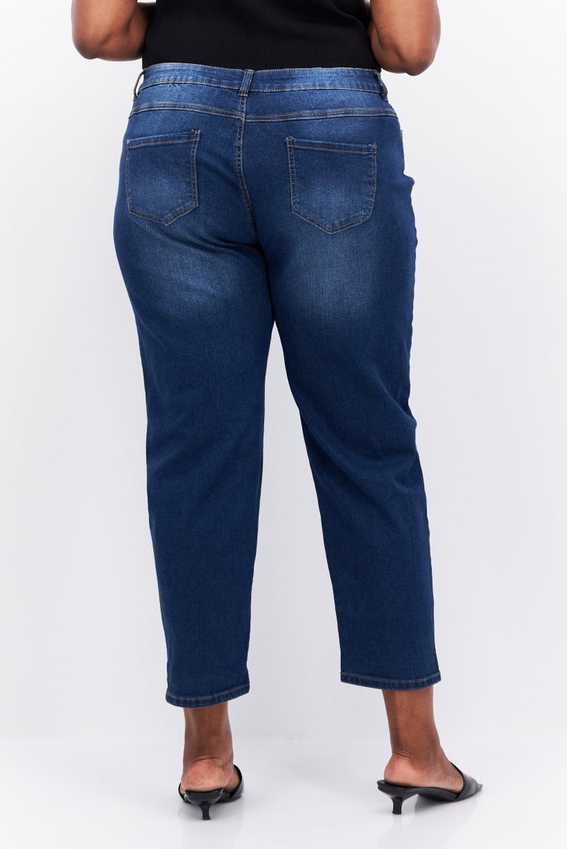 Avenue Women Regular Fit Denim Stretch Jeans, Navy Blue - Image 3