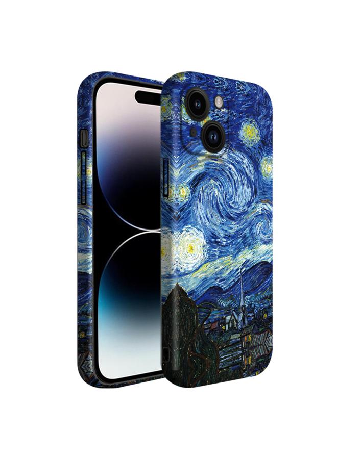 Apple iPhone 14 Art Oil Painting Phone Case - Van Gogh Starry Night - Full Pack Frosted Cool Creative Lens Anti Drop Case  - Image 2
