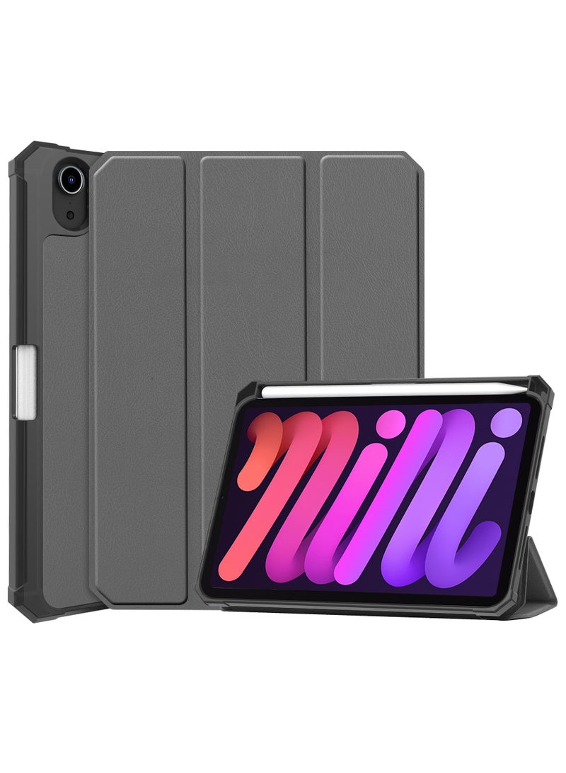 غلاف وقائي مناسب لـ iPad Mini 7 (2024) / iPad Mini 6 (2021) - إكسسوارات مغناطيسية، حامل ثلاثي الاتجاهات، حماية خفيفة الوزن، غلاف وقائي بتقنية النوم والاستيقاظ التلقائي، مناسب لـ iPad Mini 7 / Mini 6 - 8.3 بوصة (رمادي) - Image 1