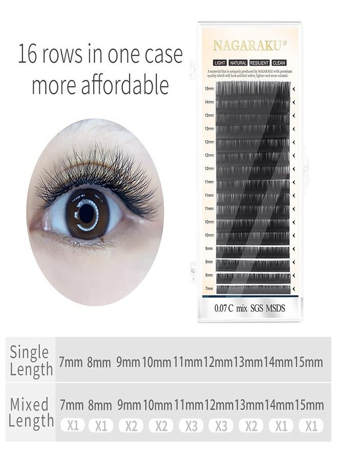NAGARAKU Individual Eyelash Makeup Manual Fans-making Lashes 16 Lines Matte Black High Quality New Material Super Soft (Length:9, Thickness:0.07 - Curl:D) - Image 3