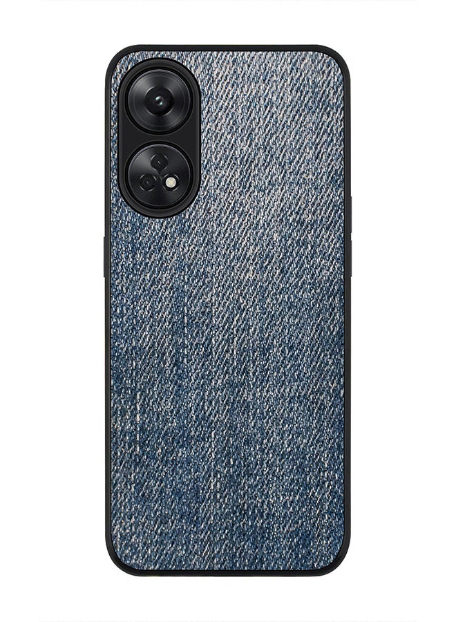 Stylizedd Rugged Black edge case for Reno 8T 4G Slim fit Soft Case Flexible Rubber Edges Anti Drop TPU Gel Thin Cover - Dark Denim Print - Image 1