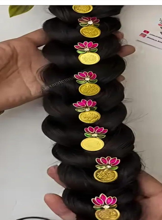 MayAni Viral Decorative Hair Pins with Lotus Flower and Gold Coin Design, set of 6 Pins(Note only Pins) - Image 1
