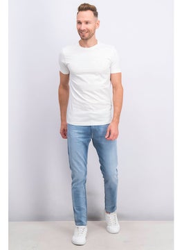 DIESEL Men Crew Neck Short Sleeve Chest Print T-shirt, White  - Image 4