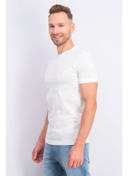 DIESEL Men Crew Neck Short Sleeve Chest Print T-shirt, White  - Image 2
