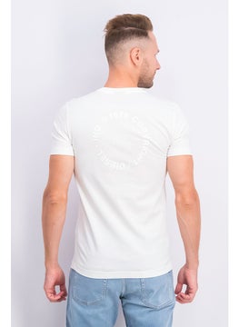DIESEL Men Crew Neck Short Sleeve Chest Print T-shirt, White  - Image 3