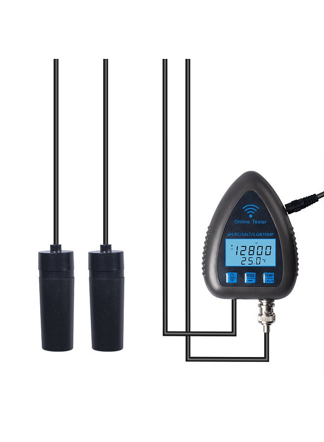 Lepmerk 9953W Bluetooth Wifi Digital Water Quality Tester Mini 5 in 1 Water Analyzer PH / EC / SALT / S.G / Temperature APP Remote Monitoring Alarm Notification for Drinking Water Aquarium Hydroponics Lab  - Image 1
