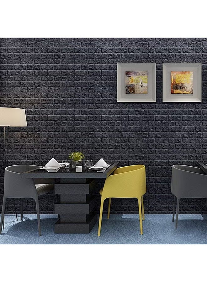 3D الطوب نمط غرفة النوم ورق الحائط أسود 77x70cm  - Image 3