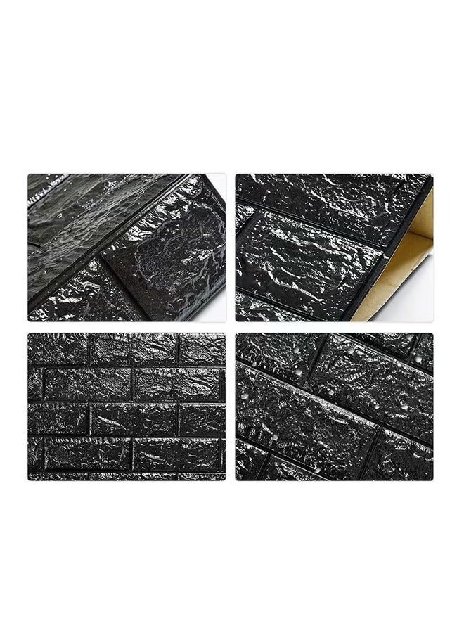 3D الطوب نمط غرفة النوم ورق الحائط أسود 77x70cm  - Image 4