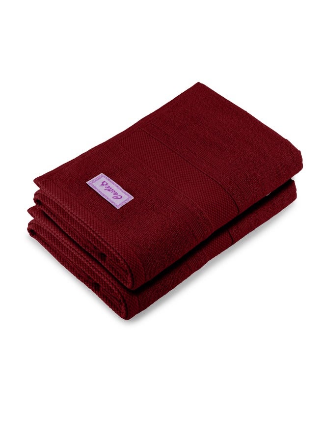 BYFT Home Castle (Maroon) Premium Cotton Bath Towel (70 X 140 Cm-Set Of 2) Highly Absorbent, High Quality Bath Linen With Diamond Dobby 550 Gsm - Image 3