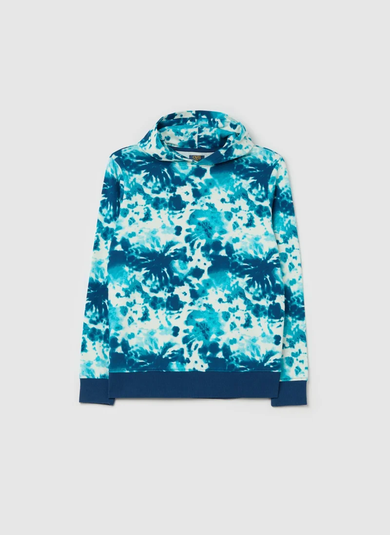 او في اس Tie Dye Sweatshirt In French Terry With Hood
